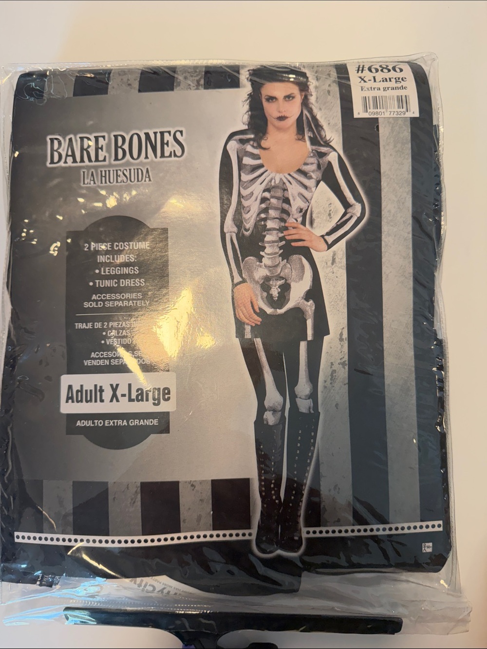 Party City Bare Bones La Huesuda Black & White Skeleton Costume - Adult X-Large